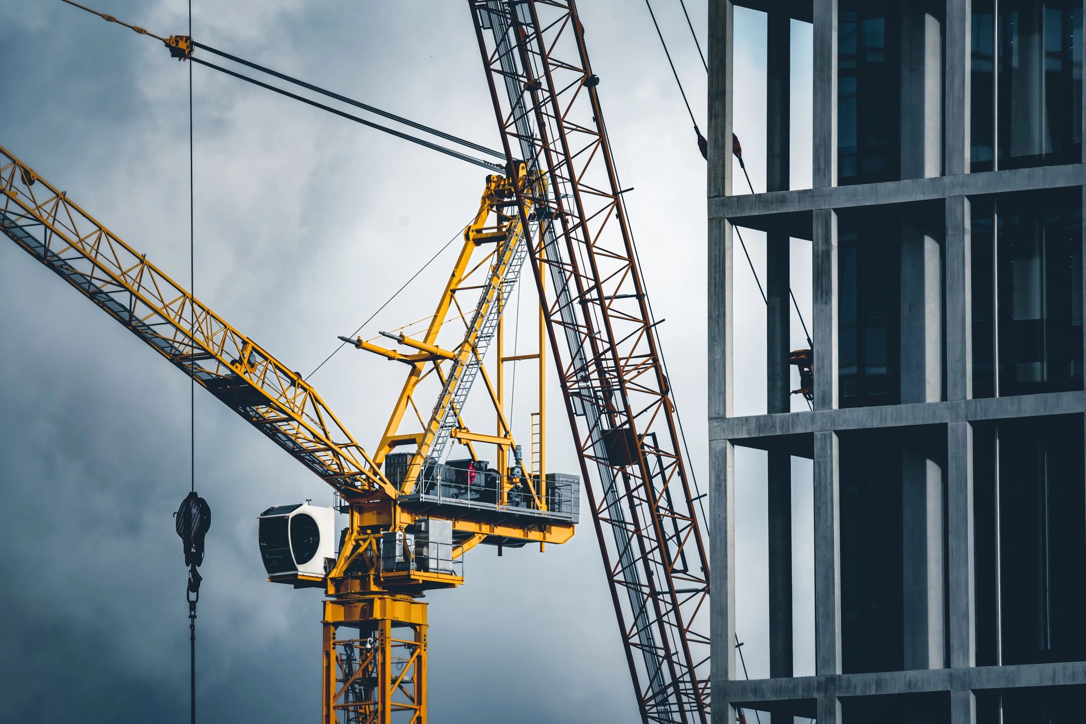 Tower cranes at a construction site